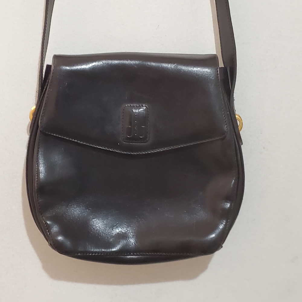Vintage Gipel black italian leather saddle bag satchel